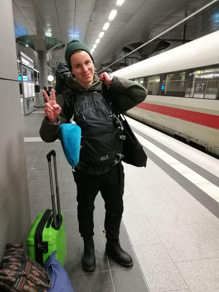 Felix at the main train station in Berlin